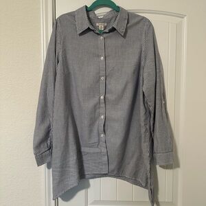 Westbound 100% Cotton Blue and White Striped Button Down Shirt Women Size XL